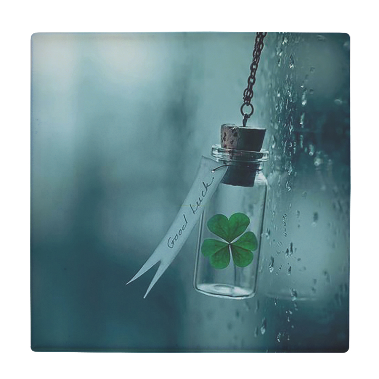 کاشی کارنیلا طرح شبدر سه پر در بطری کوچک مدل لوحی کد klh538