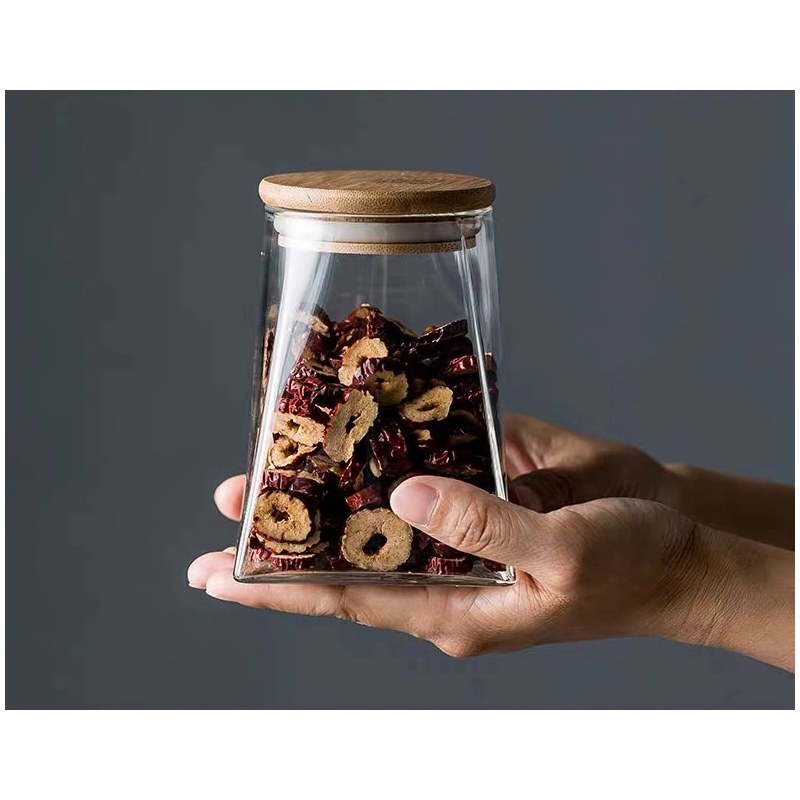 بانکه (جا حبوباتی) 1 عددی بامبو شیشه ای پیرکس  مدل  H10.3 کد Gw90305006