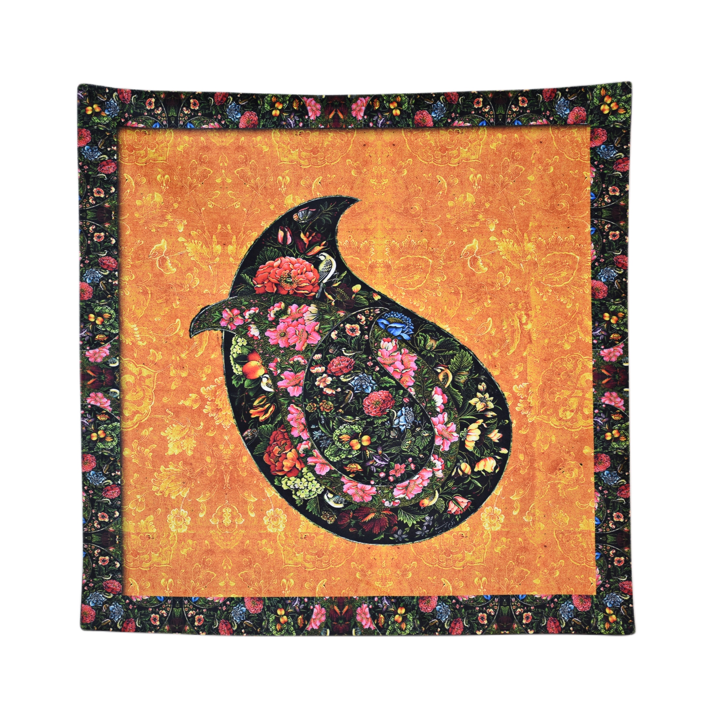 رومیزی مدل مخمل طرح گل و مرغ کد 104