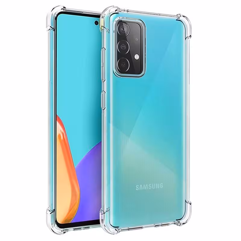 گارد محافظ ایربگ دار برای گوشی Samsung Galaxy A52 4G/5G / A52S مدل دور ژله ای شفاف پشت طلق کریستالی