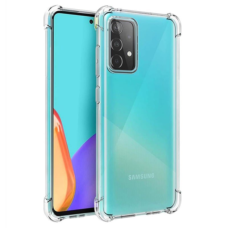 گارد محافظ ایربگ دار برای گوشی Samsung Galaxy A52 4G/5G / A52S مدل دور ژله ای شفاف پشت طلق کریستالی