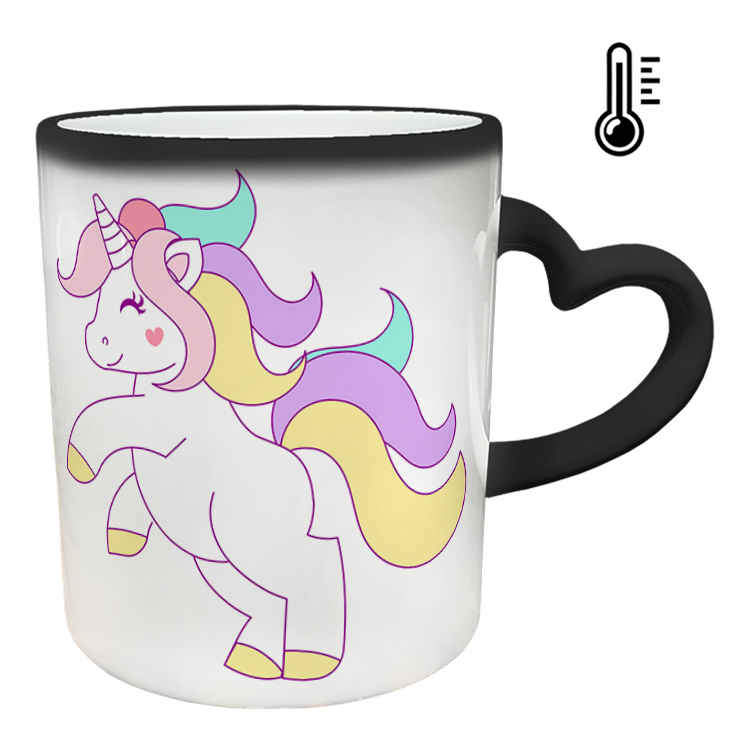 ماگ حرارتی مدل دسته قلبی طرح یونیکورن کد 78