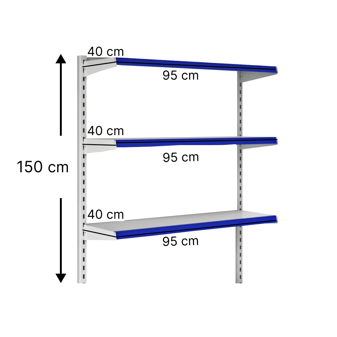 خرید و قیمت قفسه هایپری دیواری 3 طبقه 40x95 ارتفاع 150 - قفسه‌بندی وکیلی