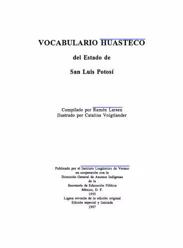 خرید و دانلود نسخه کامل کتاب VOCABULARIO HUASTECO del Estado de San Luis Potosí