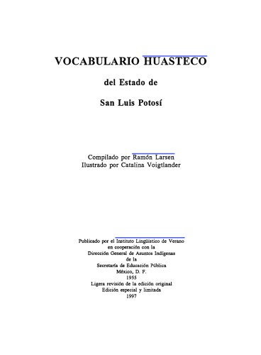 خرید و دانلود نسخه کامل کتاب VOCABULARIO HUASTECO del Estado de San Luis Potosí
