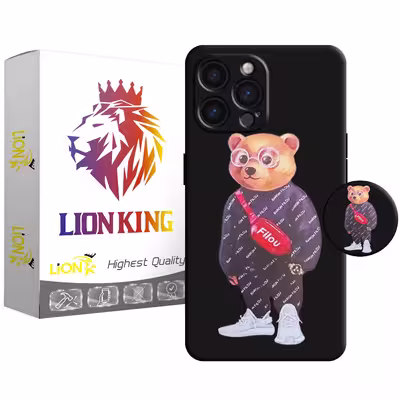 کاور لاین کینگ مدل  FILOU BEAR مناسب برای گوشی موبایل اپل IPhone 13 pro Max به همراه پایه نگهدارنده