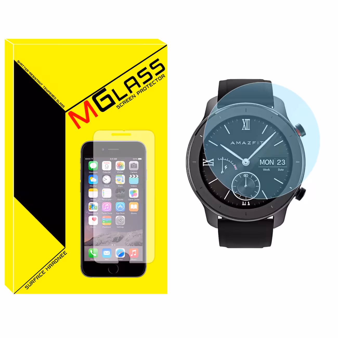 محافظ صفحه نمایش شیشه‌ای ام گلس مدل SH-MG مناسب برای ساعت هوشمند امازفیت GTR 47mm