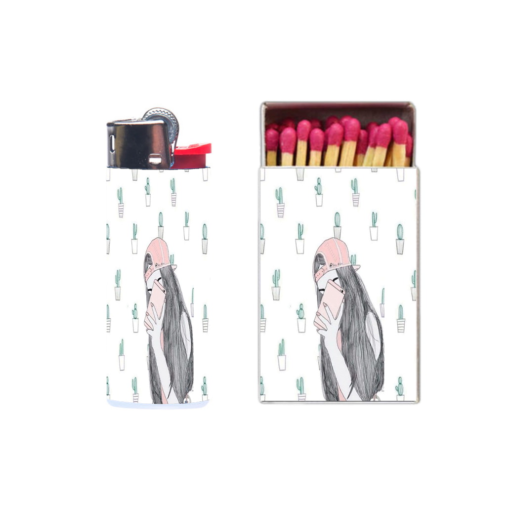 فندک مدل دختر  کد 1588 به همراه کبریت