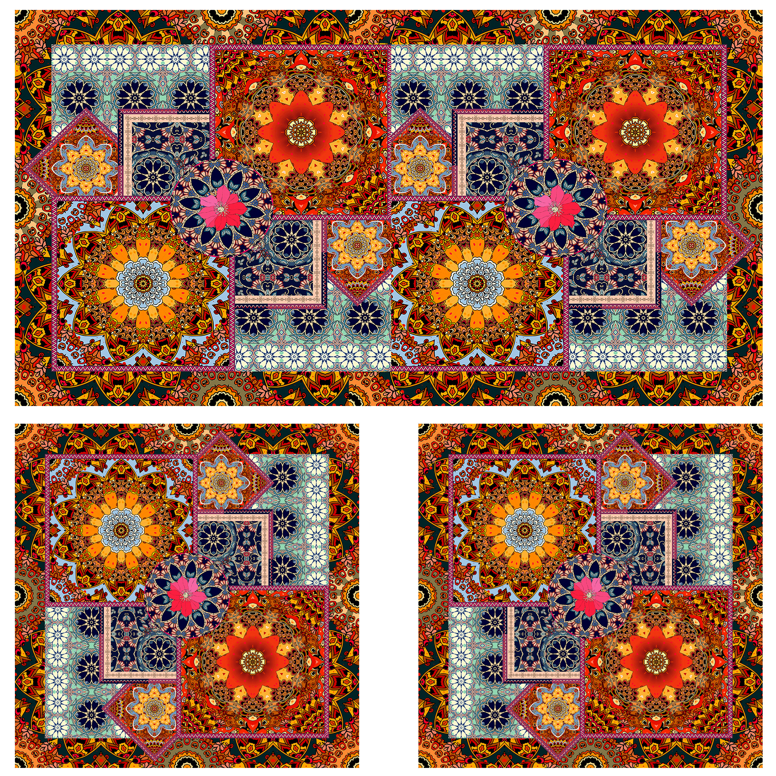 ست رومیزی سه تکه طرح چهل تکه کد 9974