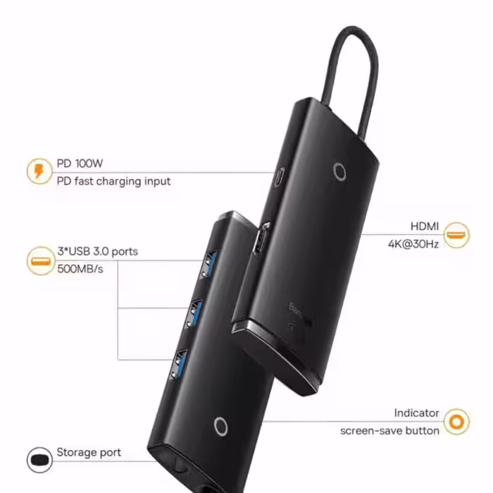 هاب 5 پورت USB-C باسئوس مدل BS-OH018