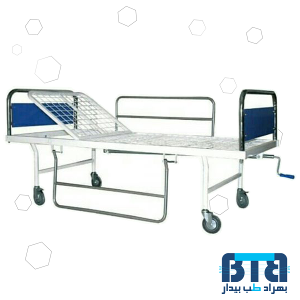 تخت بیمارستانی دو شکن مکانیکی پایه ثابت فلزی