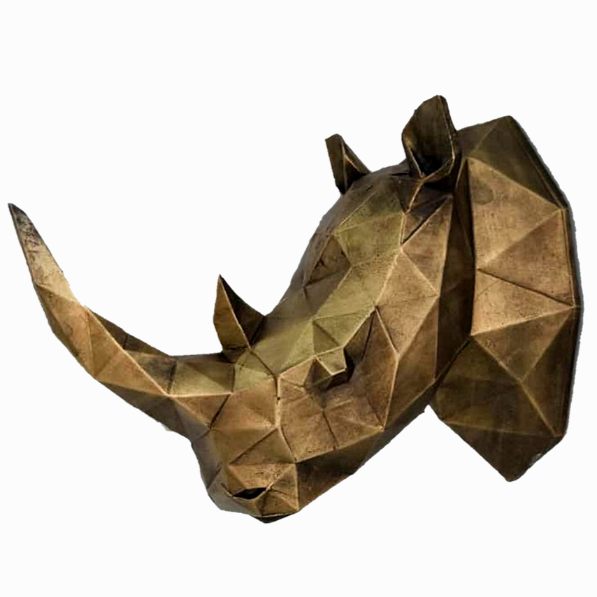 مجسمه مدل دیوارکوب سردیس کرگدن هندسی