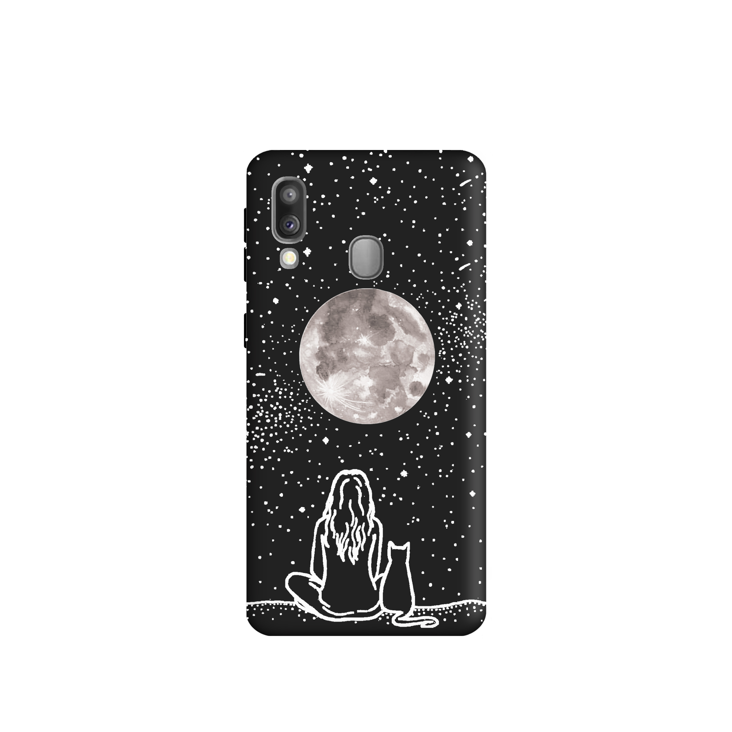 کاورطرح دختر ماه گربه کد u5147 مناسب برای گوشی موبایل سامسونگ Galaxy A40