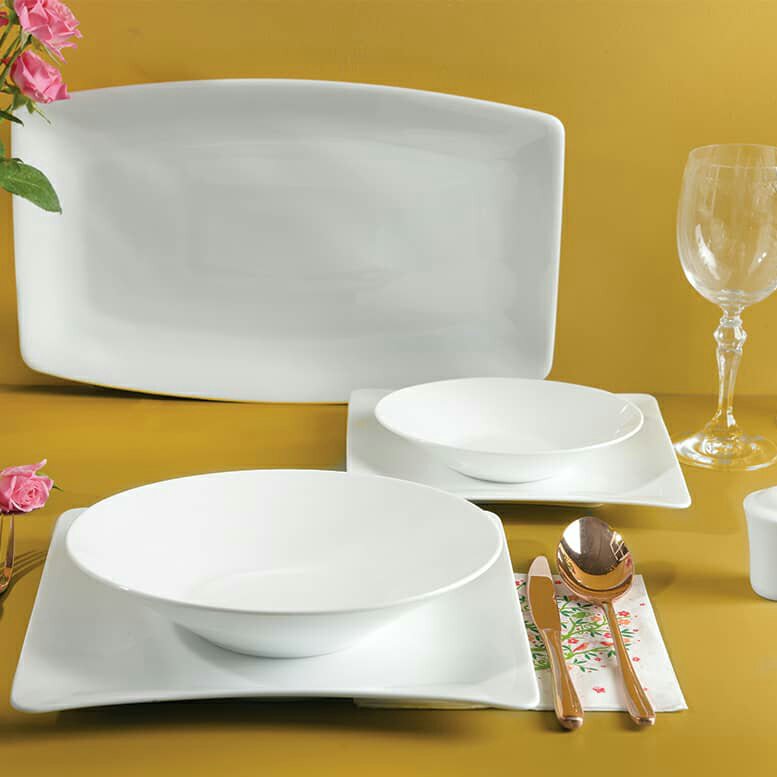 سرویس 6نفره چینی زرین ایران قالب وینچی الیسه سفید