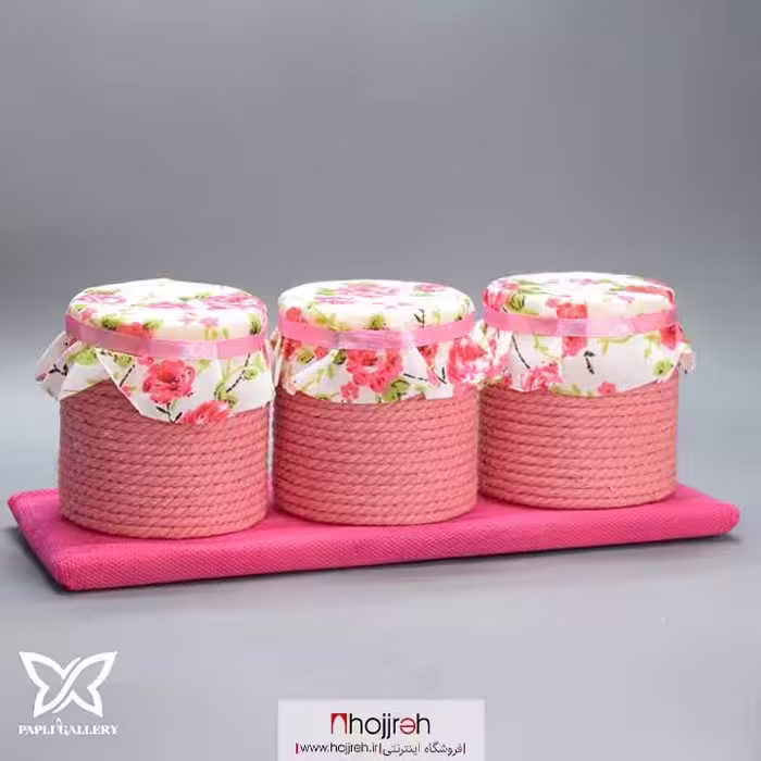 اطلاعات ، قیمت و خرید جای ادویه درب دار 3 عددی کنفی صورتی کد P74