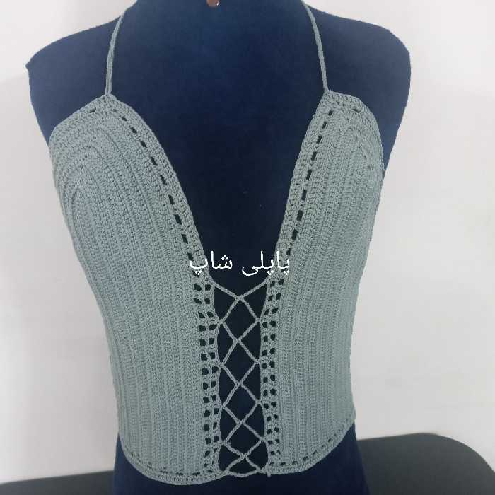 کراپ تاپ ، نیم تنه قلاب بافی زنانه و دخترانه پاپلی شاپ کد  CT002