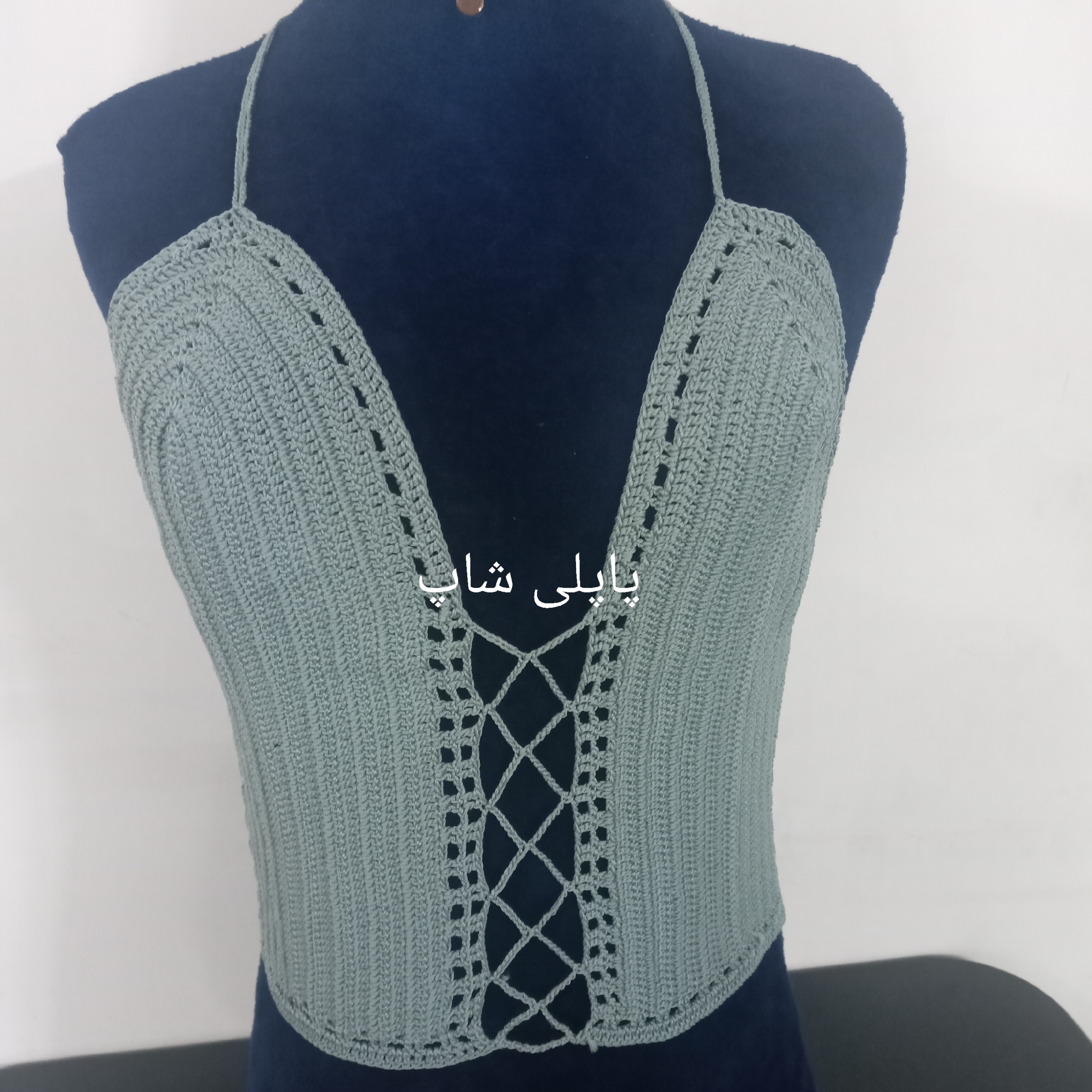 کراپ تاپ ، نیم تنه قلاب بافی زنانه و دخترانه پاپلی شاپ کد  CT002