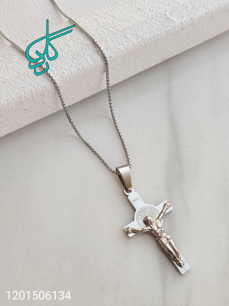 خرید گردنبند استیل طرح صلیب کیفیت عالی رنگ ثابت کد 1515777 - ردگل