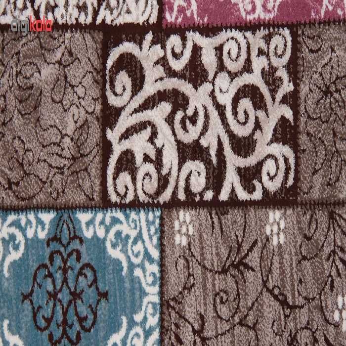 فرش ماشینی زمرد مشهد طرح 7016 زمینه قهوه ای