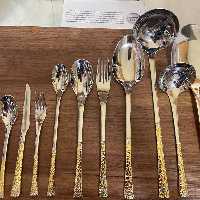 سرویس قاشق چنگال یونیک 24 نفره دهانه اروپایی نیمه طلایی تمام استیل 18/10 اصلی حکاکی جرمنی(فروش ویژه)