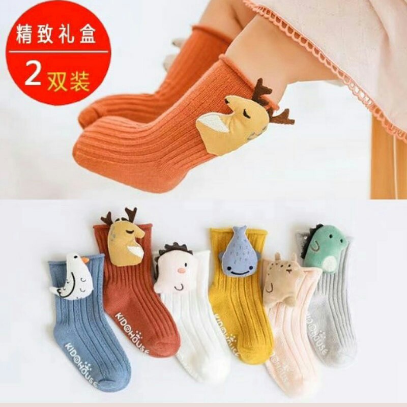 جوراب کبریتی ساق بلند سه ربع عروسکی  کار وارداتی اورجینال مناسب تا 3 سال 