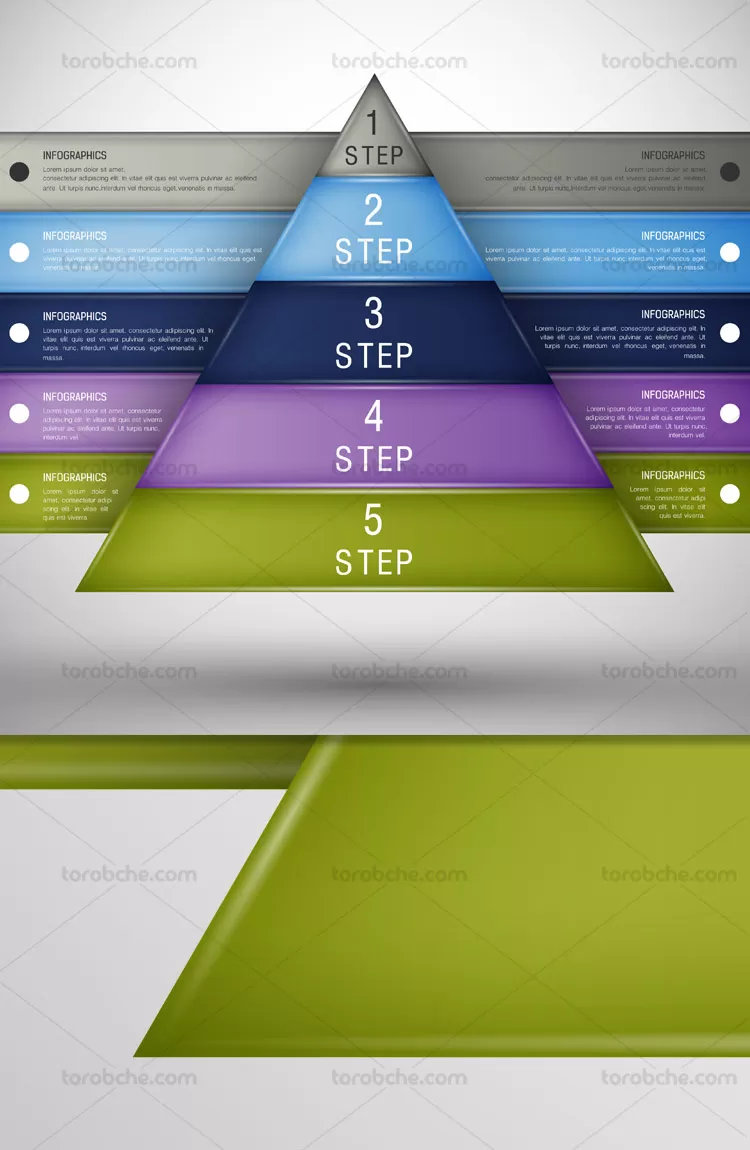 طرح اینفوگرافیک پنج مرحله ای | گرافیک با طعم تربچه
