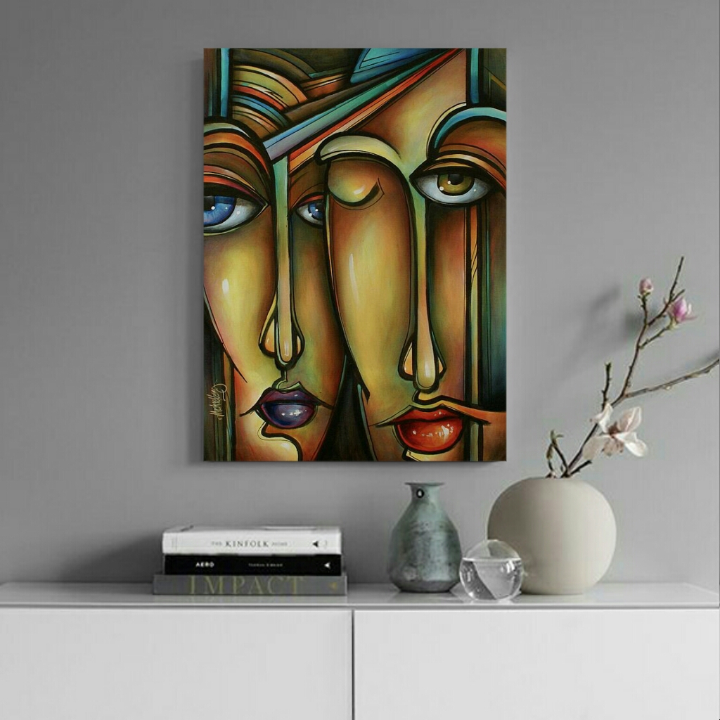 تابلو بوم طرح چهره مدل کوبیسم کد AR8600