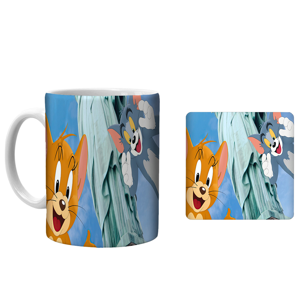 ماگ مدل تام و جری xe8 به همراه زیرلیوانی