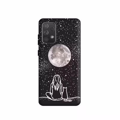 کاور طرح دختر و گربه کد 828 مناسب برای گوشی موبایل سامسونگ Galaxy A72