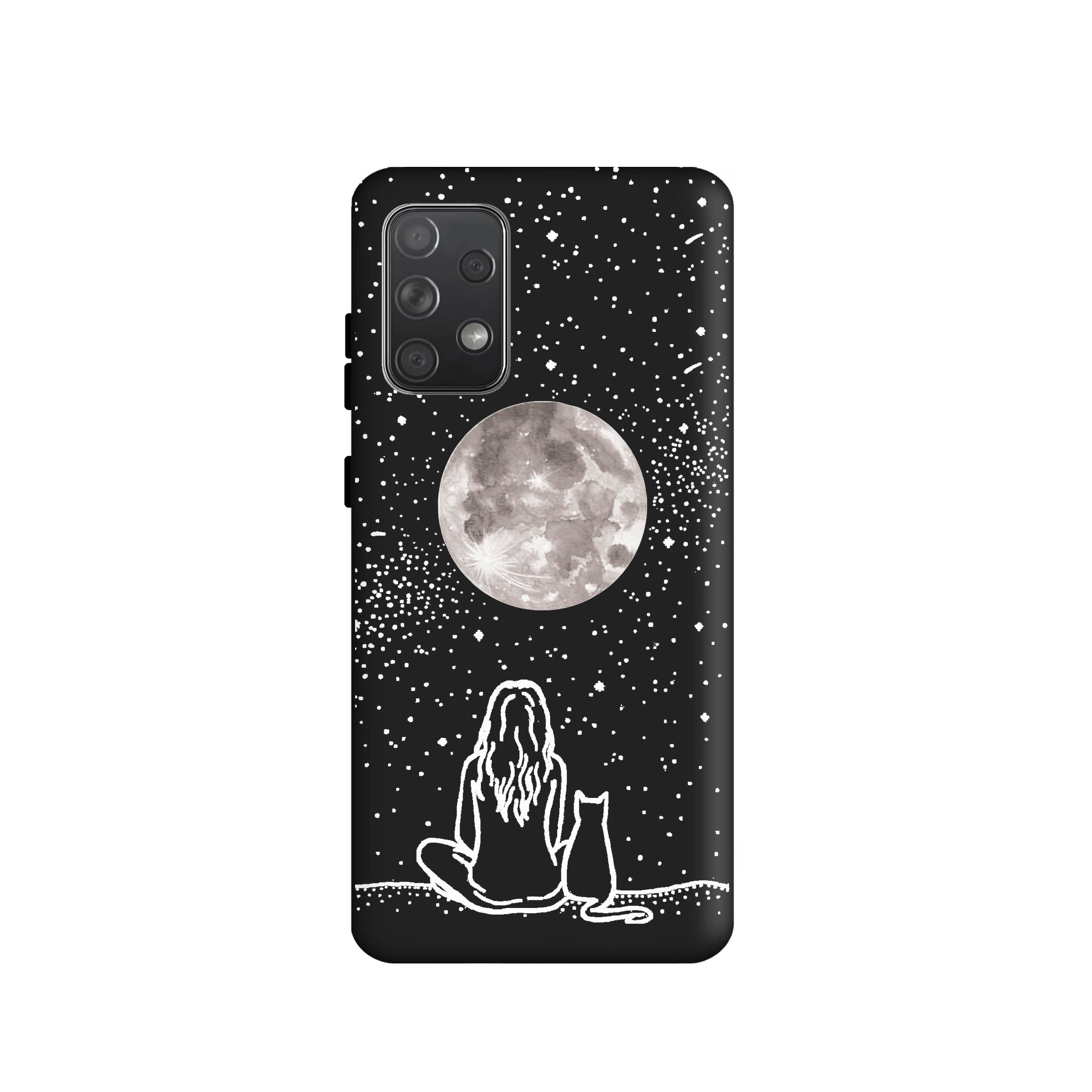 کاور طرح دختر و گربه کد 828 مناسب برای گوشی موبایل سامسونگ Galaxy A72