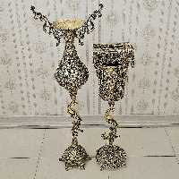 گلدان و سطل و دستمال کنار سالنی برنزی مدل رز پایه درنا کد 171664 ( گلدان برنجی)