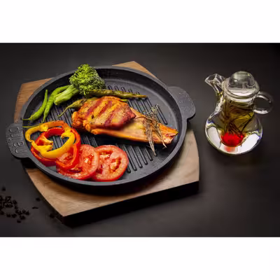 تابه گریل چدن نالینو مدل Fahita سایز 20 به همراه استند چوبی