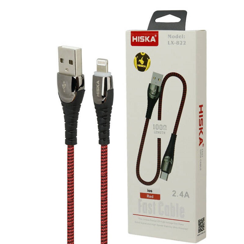 کابل آیفونی فست شارژ Hiska LX-822 2.4A 1m