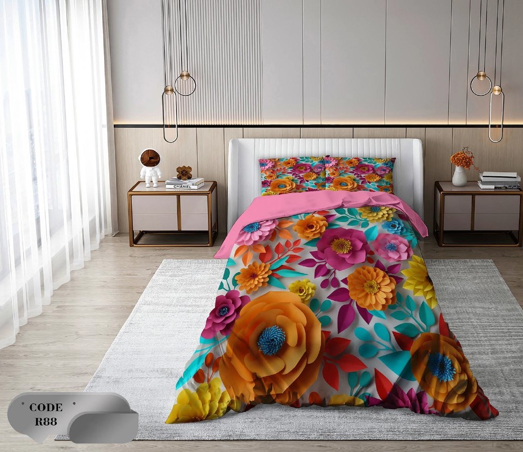 سرویس روتختی 1 نفره 4 تکه ابعاد 1.65 ×2.35 کشدار ضد حساسیت و عرق کد R88 | ست خواب و ست روتختی