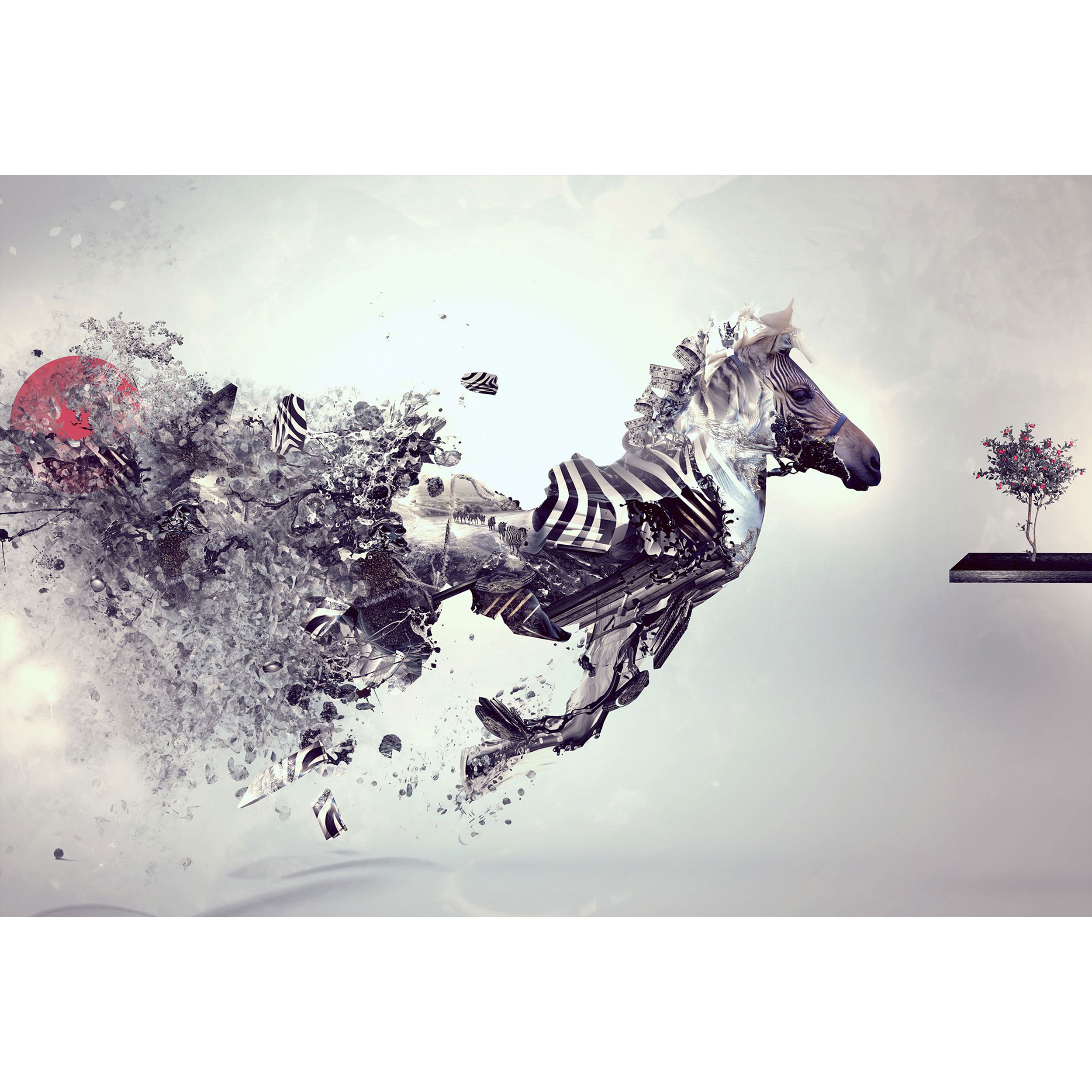 تابلو شاسی طرح غروب آفتاب انتزاعی گورخر مدل T1384