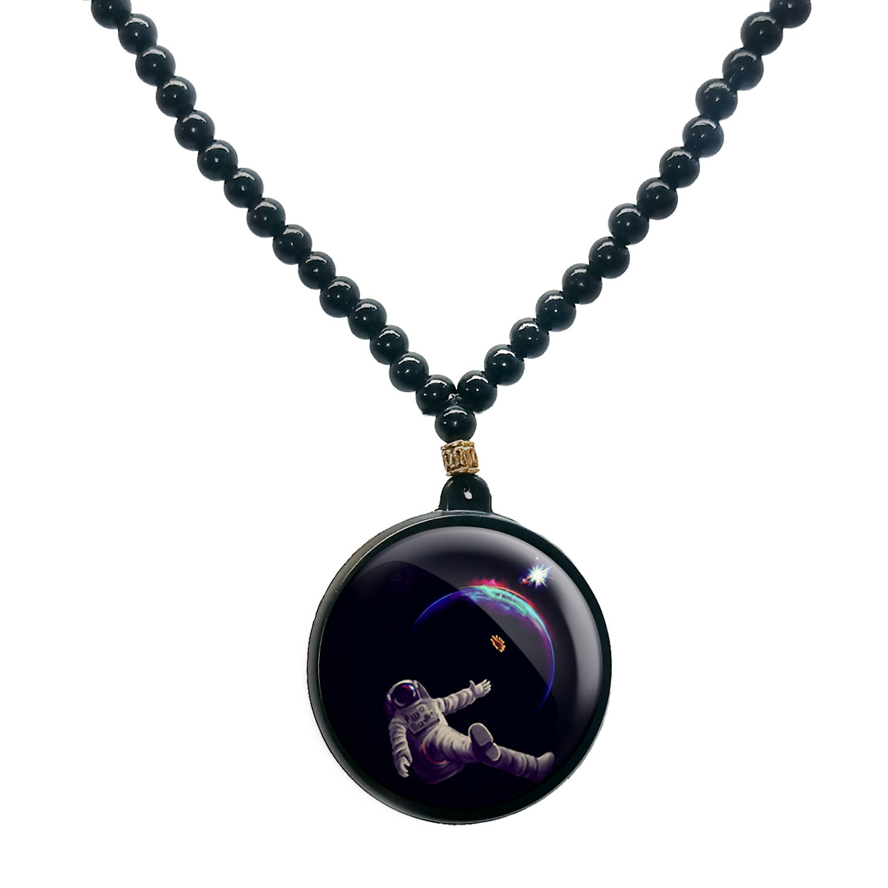 گردنبند پرمانه طرح فضانورد کد pmd.10302 مدل دو طرفه