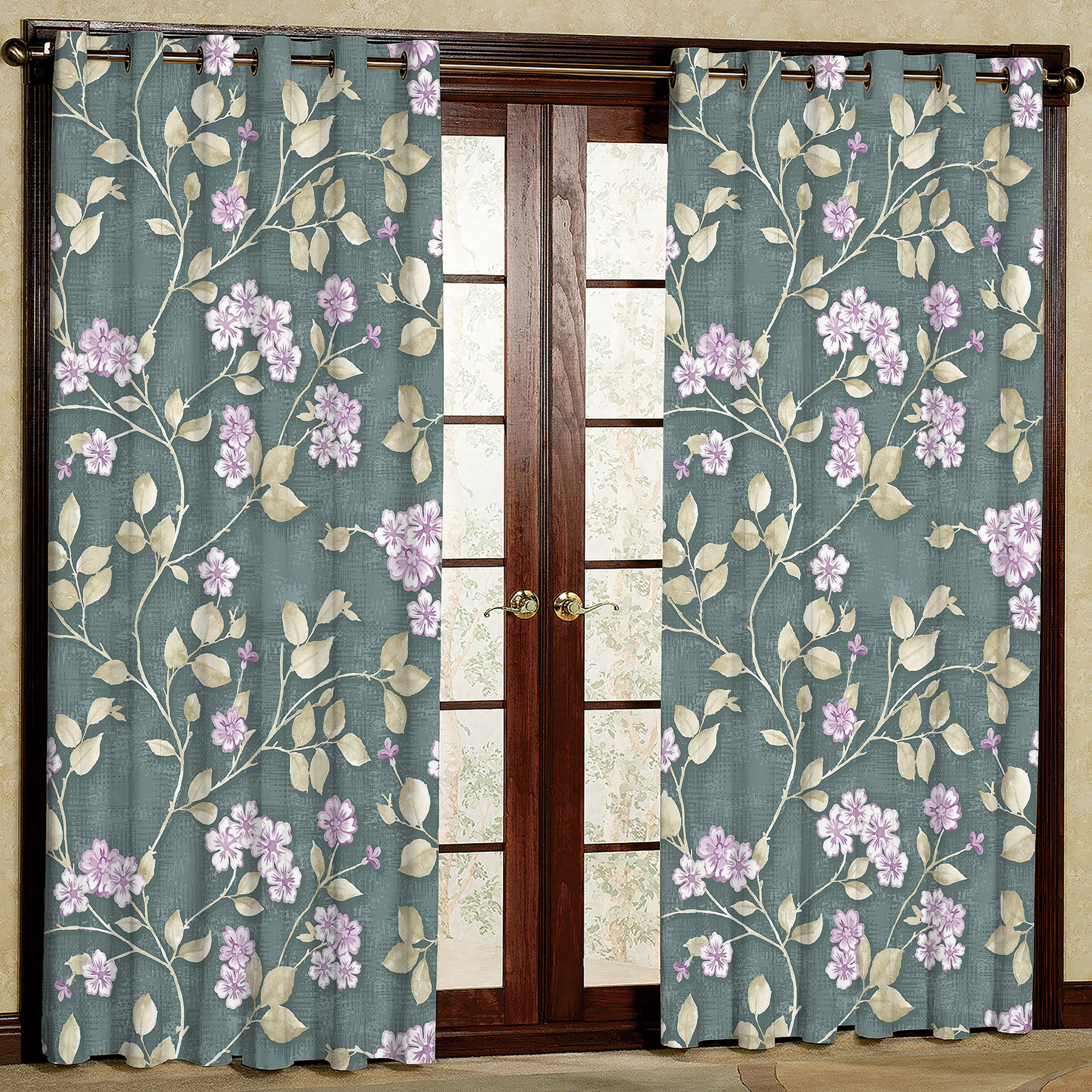 پرده مدل گل شکوفه چاپی مخمل پانچی کد 1070 سایز 140x200 سانتی متر