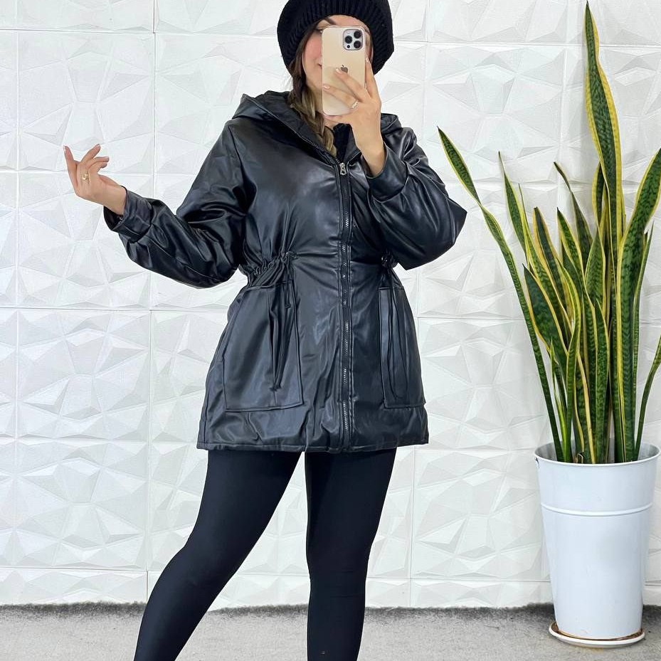 کاپشن چرم تیرکونی