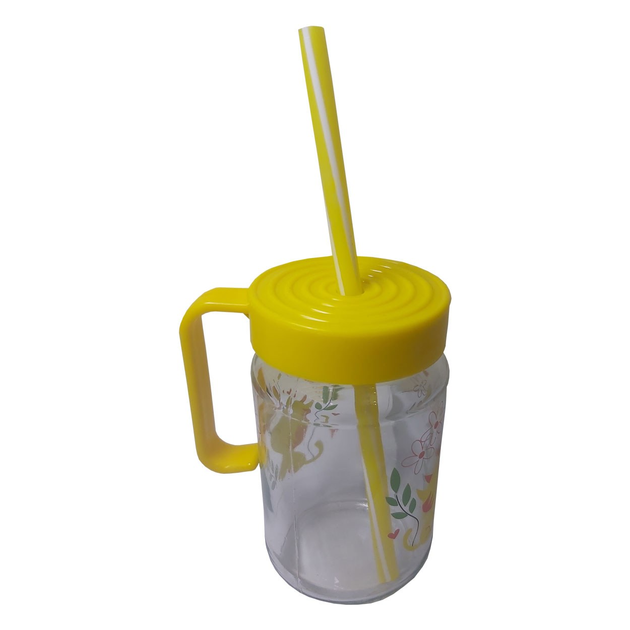 لیوان اسموتی نی دار طرح گربه