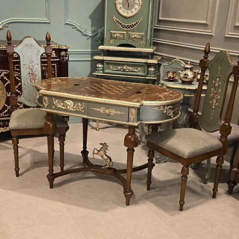 میز بازی چوبی تخته نرد و شطرنج طرح اسب