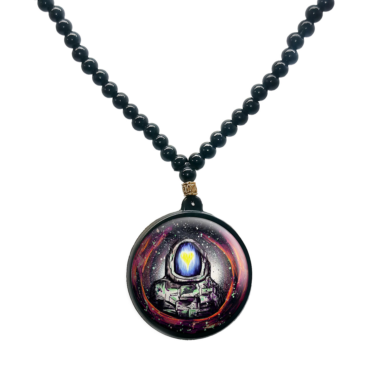 گردنبند پرمانه طرح فضانورد کد pmd.10311 مدل دو طرفه