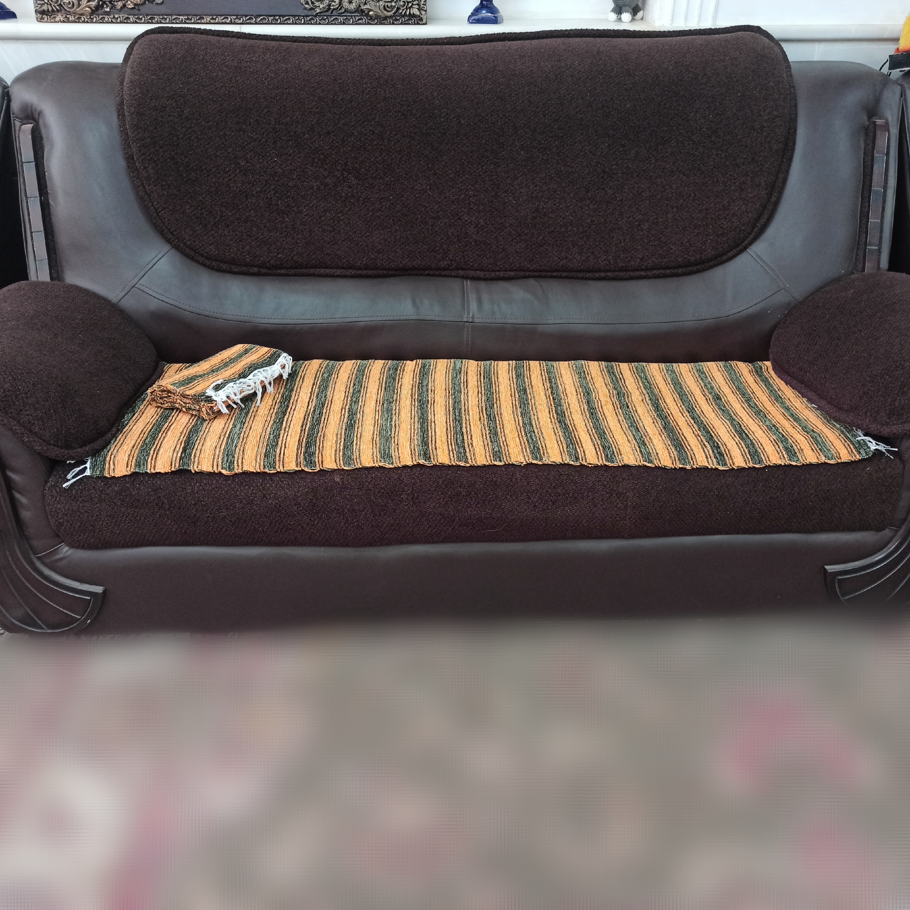 رومبلی دستبافت دو عدد در رنگ نارنجی و سبز 