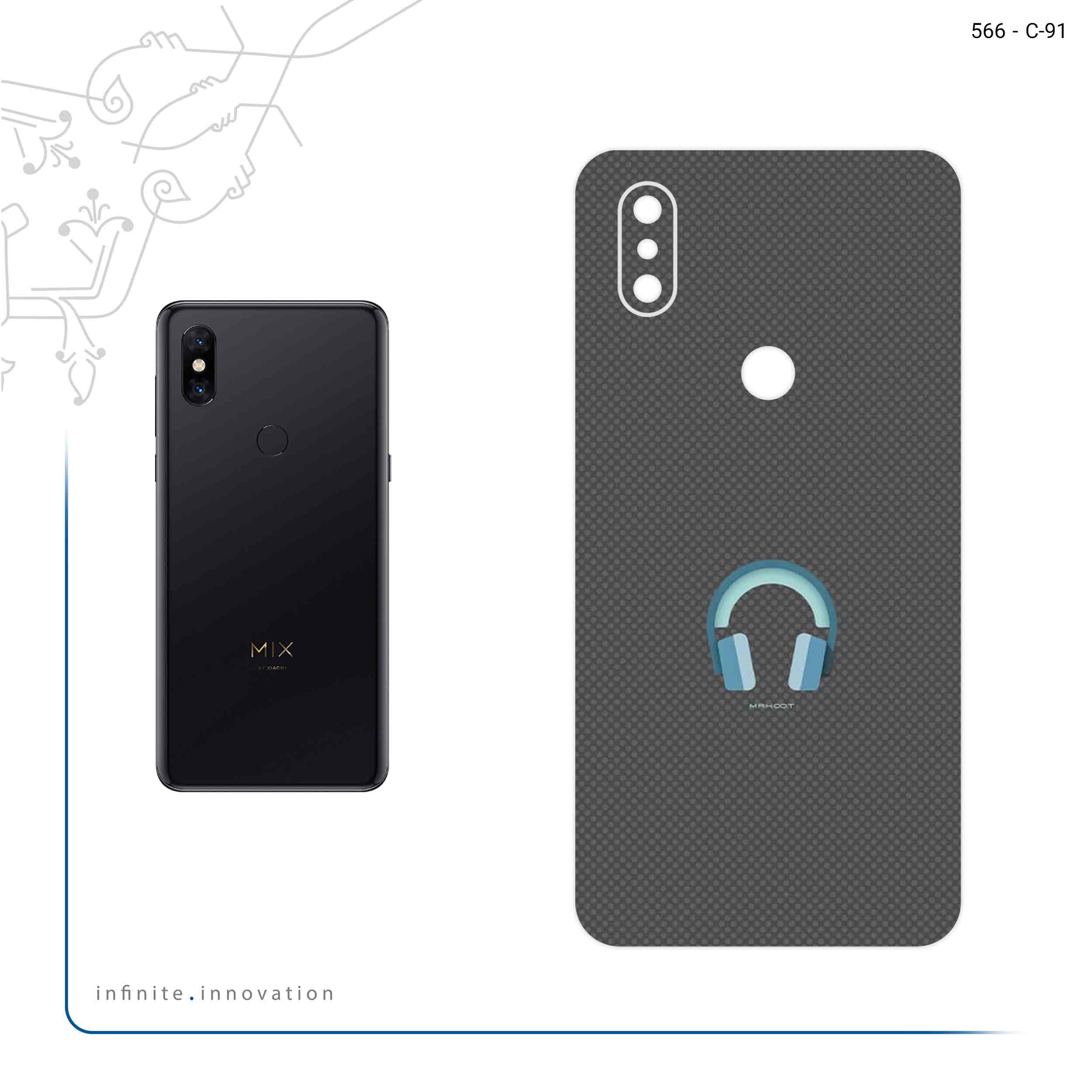 برچسب پوششی ماهوت مدل Minimal Headphone Icon مناسب برای گوشی موبایل شیائومی Mi Mix 3