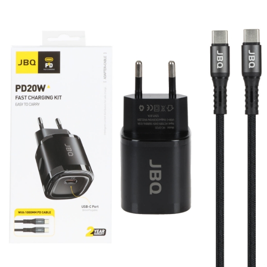 شارژر دیواری 20 وات فست و PD دو پورت جی بی کیو مدل HC-DP20 همراه با کابل Type-C