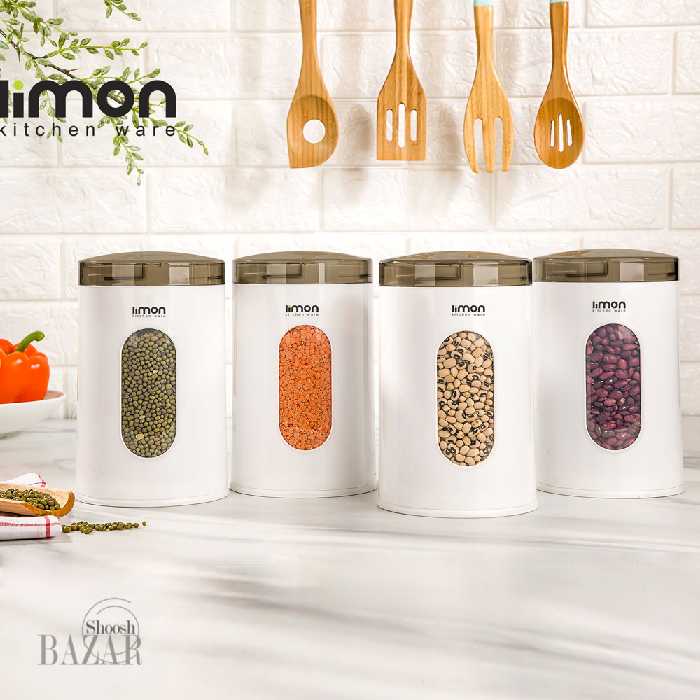 ست 4تایی جای حبوبات سایز شماره 1 (2لیتری) لیمون کد 1979