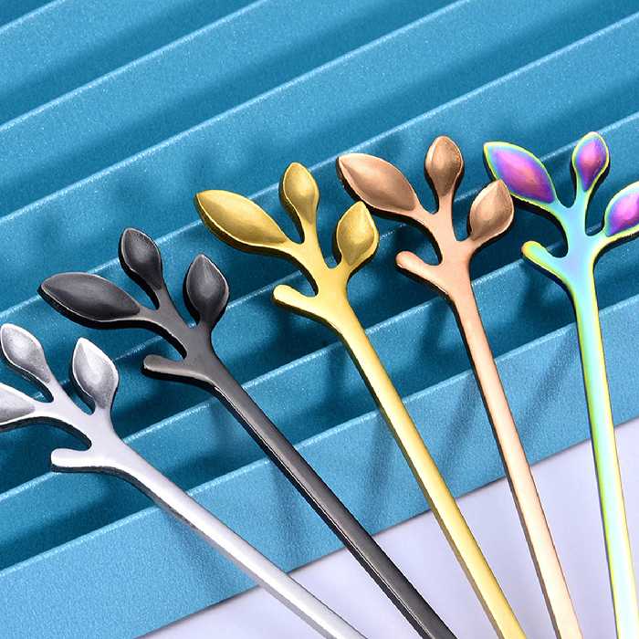 قاشق چای خوری مدل برگ کد 00669 مجموعه 2 عددی