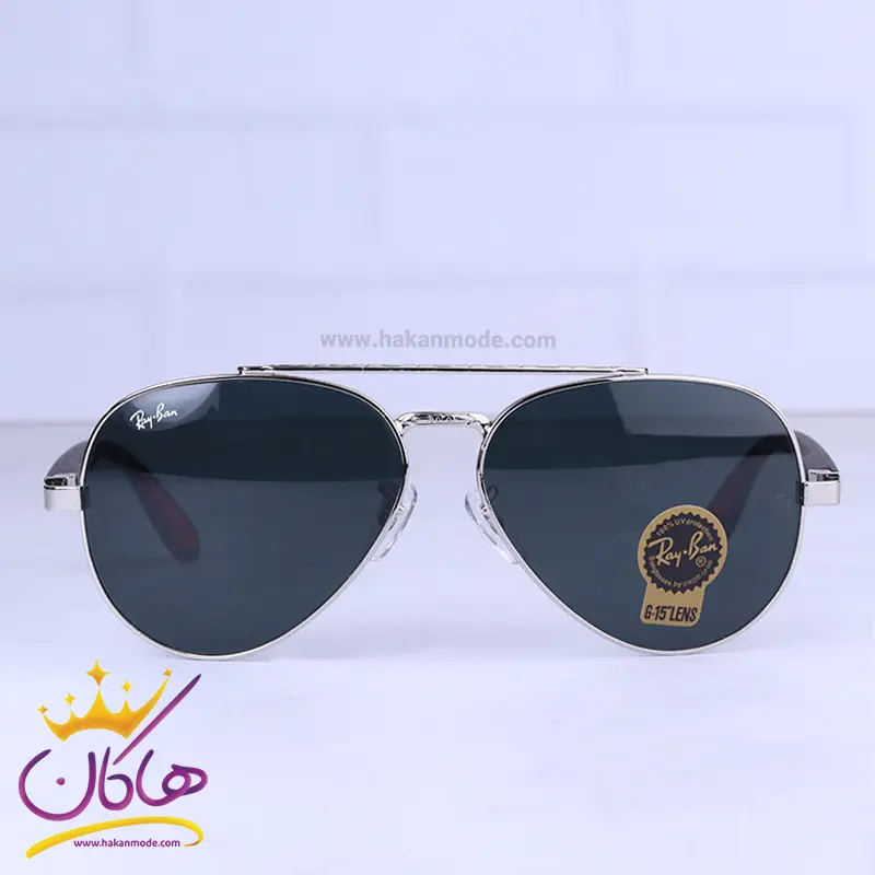 عینک آفتابی ری بن مردانه فلزی فریم نقره ای خلبانی RB 2402/3