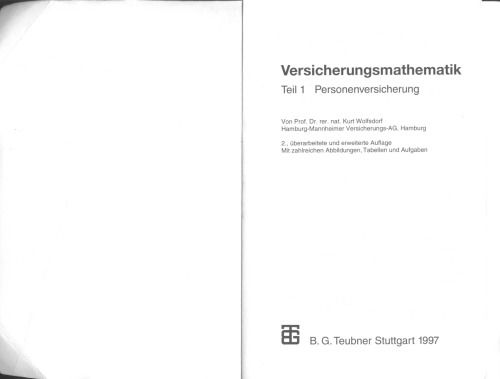 خرید و دانلود نسخه کامل کتاب Versicherungsmathematik, Tl.1, Personenversicherung