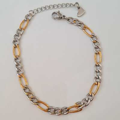 دستبند مدل زنجیری دورنگ