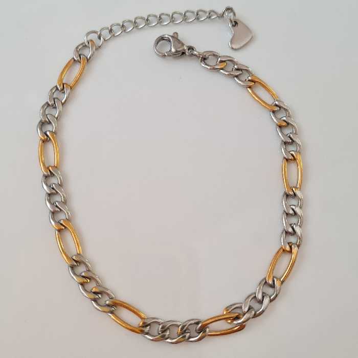 دستبند مدل زنجیری دورنگ